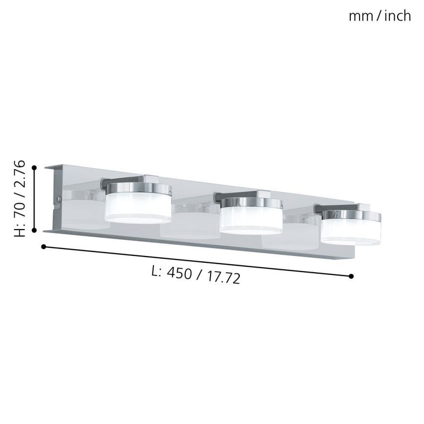 Eglo - Dimmbare LED-Wandleuchte für das Badezimmer 3xLED/7,2W/ IP44