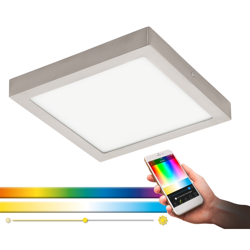Eglo - LED RGBW Deckenleuchte FUEVA-C LED/21W/230V Chrom matt eckig