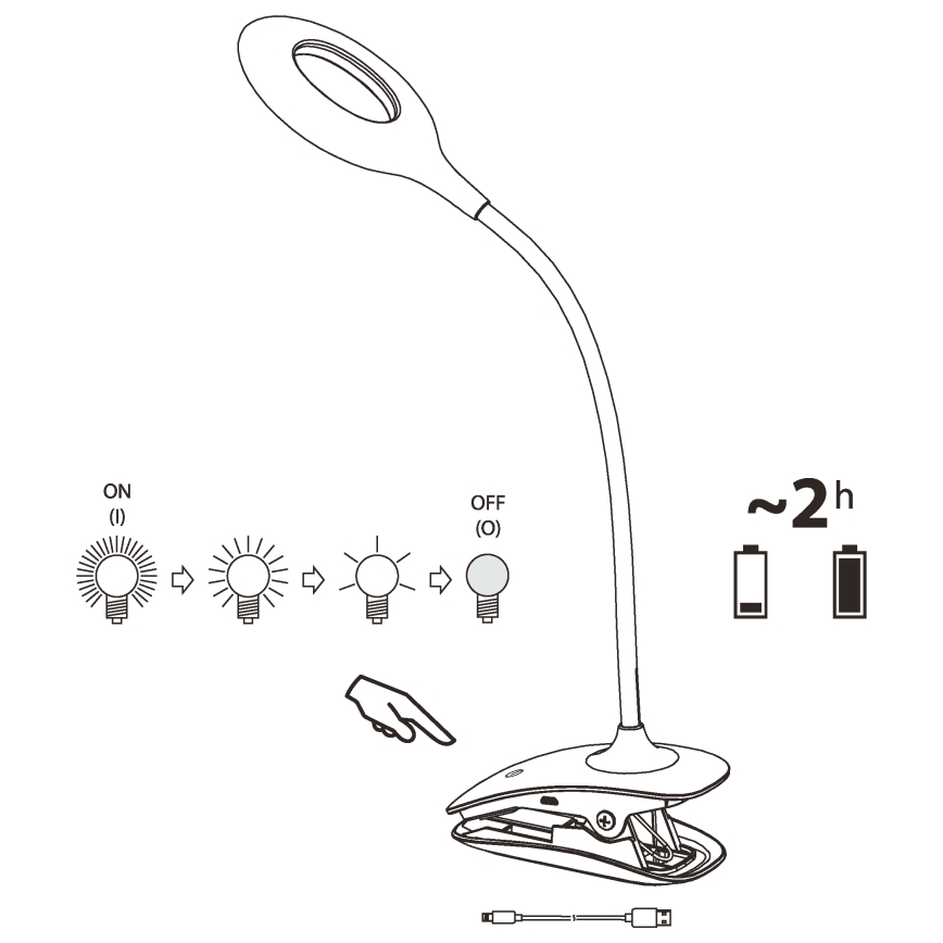 Eglo - Dimmbare LED-Leuchte mit Klemme 1xLED/3W/230V 500 mAh weiß