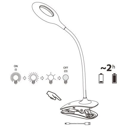 Eglo - Dimmbare LED-Leuchte mit Klemme 1xLED/3W/5V 500 mAh weiß