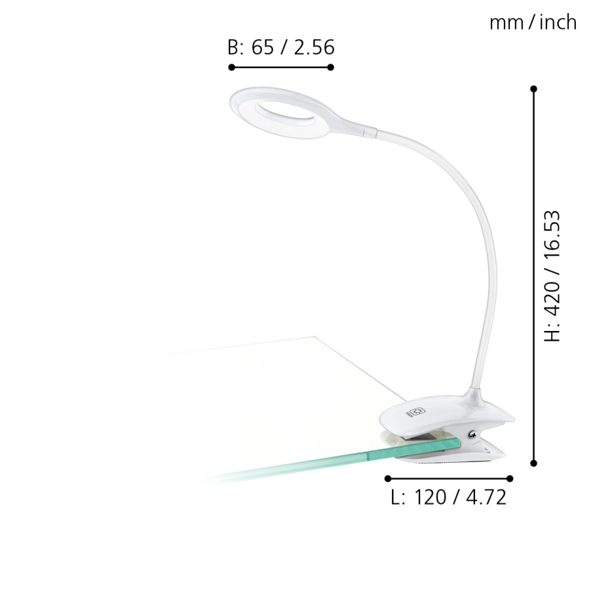 Eglo - Dimmbare LED-Leuchte mit Klemme 1xLED/3W/5V 500 mAh weiß