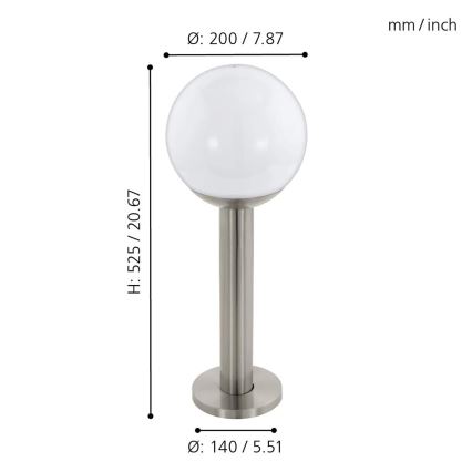 Eglo - Dimmbare LED-Außenleuchte NISIA-C 1xE27/9W/230V 525 mm IP44