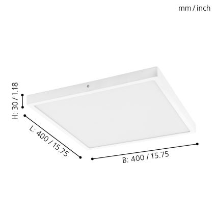 Eglo - LED Deckenleuchte LED/25W/230V weiß eckig 4000K 40x40 cm