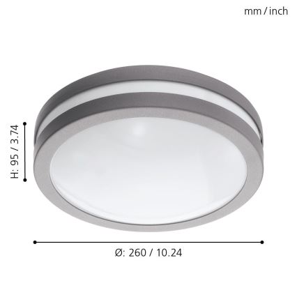 Eglo 97299 - LED-dimmbare Badezimmerleuchte LOCANA-C LED/14W silber IP44