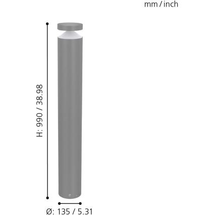 Eglo 97302 - LED-Außenleuchte MELZO LED/11W/230V, grau, 990 mm, IP65