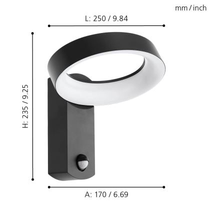 Eglo - LED Außenwandleuchte mit Sensor LED/11W/230V