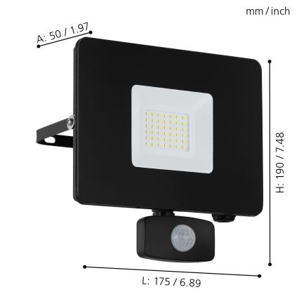 Eglo - LED Scheinwerfer mit Sensor LED/30W/230V