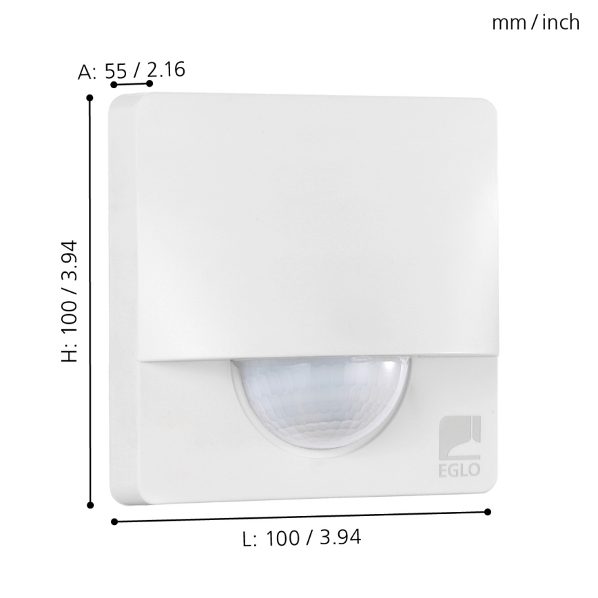 Eglo - Bewegungs- und Dämmerungssensor für den Außenbereich 1 m weiß IP44