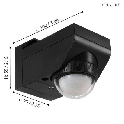 Eglo 97467 - Außen-Bewegungs- und Dämmerungssensor DETECT ME 4 12 m schwarz IP44