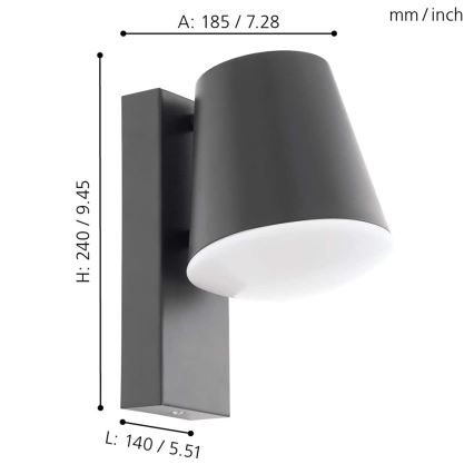 Eglo - LED-Dimmer-Außenwandleuchte CALDIERO-C 1xE27/9W/230V