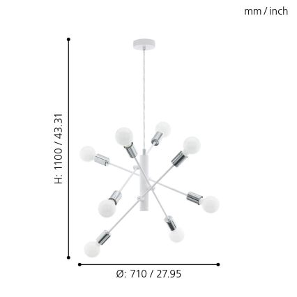 Eglo - Hängeleuchte 8xE27/60W/230V weiß