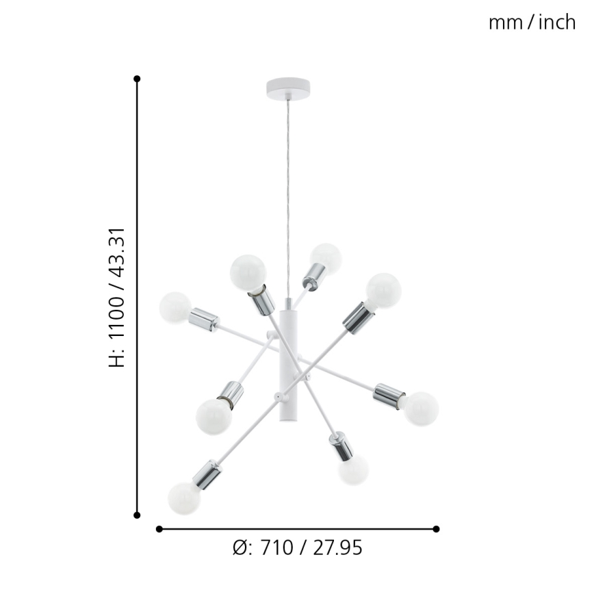 Eglo - Hängeleuchte 8xE27/60W/230V weiß