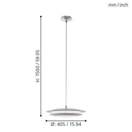 Eglo 98043 - LED RGBW Dimmbarer Kronleuchter an einer Schnur MONEVA-C LED/18W/230V