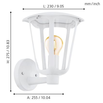 Eglo - Außen Wandbeleuchtung 1xE27/60W/230V IP4weiß