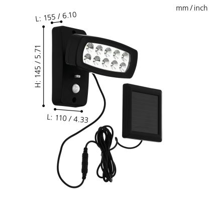 Eglo - LED-Solarwandleuchte mit Sensor LED/1,2V 600 mAh IP44
