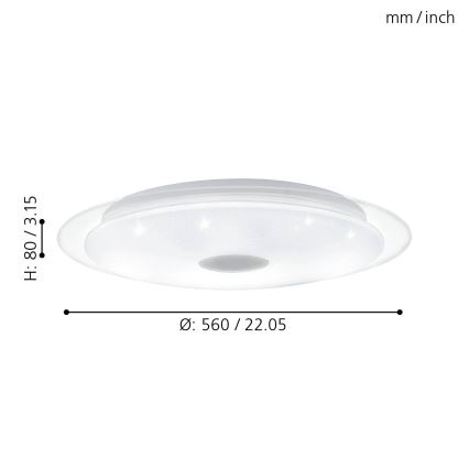 Eglo - LED dimmbare Deckenleuchte LED/36W/230V + Fernbedienung