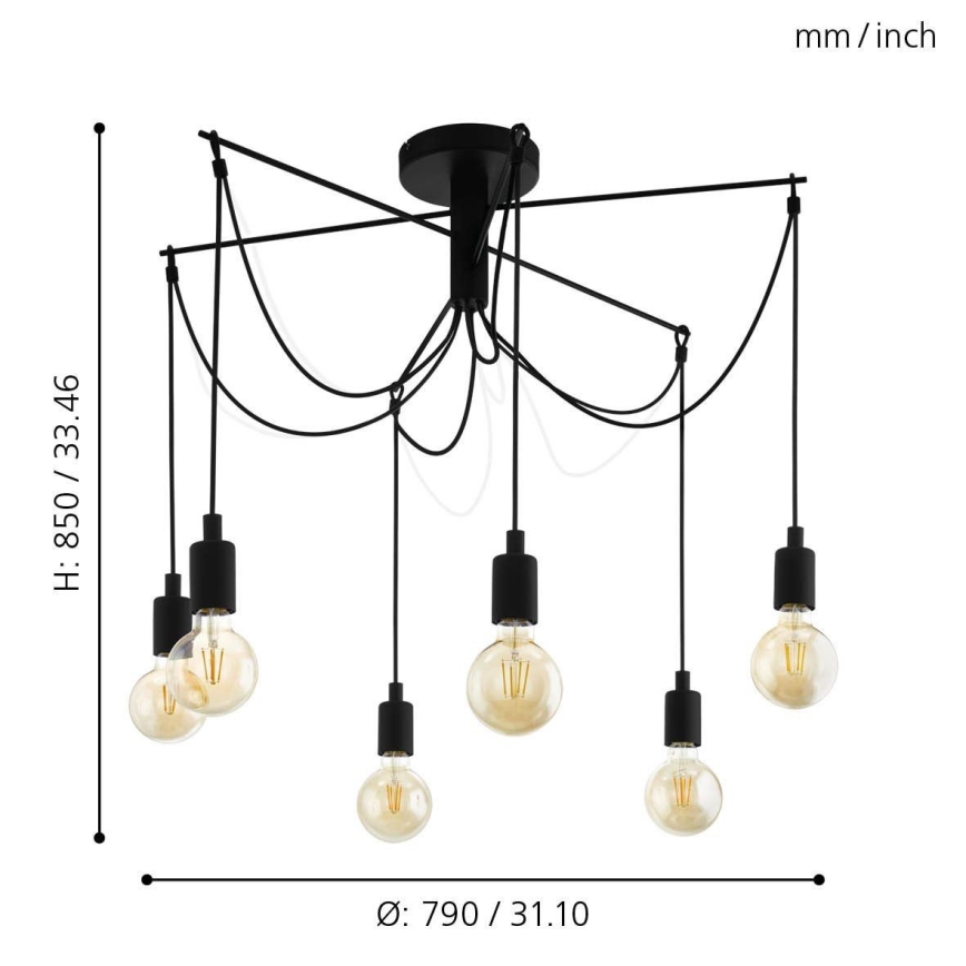 Eglo - Hängeleuchte 6xE27/60W/230V Spinne