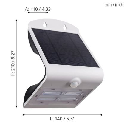 Eglo - LED-Solarleuchte mit Sensor LED/3,2 W/3,7 V 2000 mAh IP54