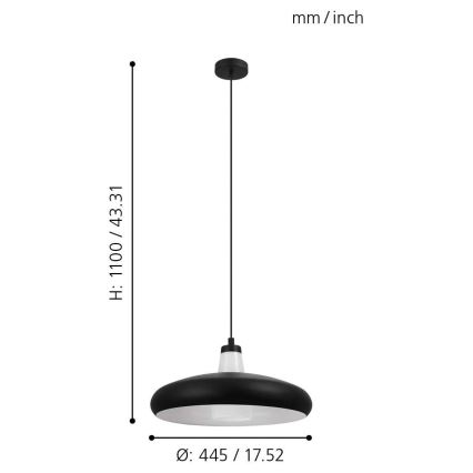 Eglo - LED RGB dimmbare Hängeleuchte TABANERA-C 1xE27/9W/230V