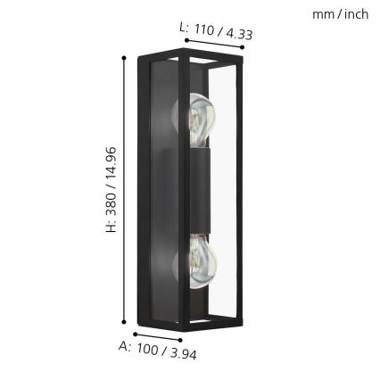 Eglo - Badezimmerwandleuchte 2xE27/60W/230V IP44