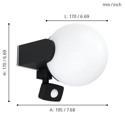 Eglo - Außenwandleuchte mit Sensor  1xE27/15W/230V IP44