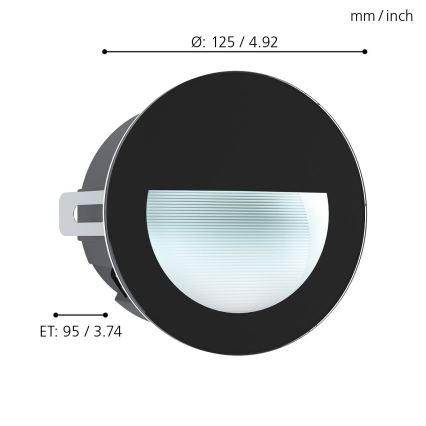 Eglo - LED-Außeneinbauleuchte LED/2,5W/230V IP65 schwarz