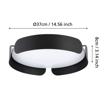 Eglo - LED-Deckenleuchte LED/20W/230V Ø 37 cm schwarz