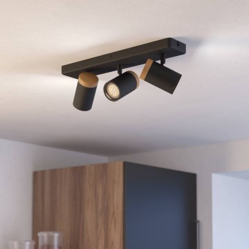 Eglo - Badezimmer-Spotleuchte 3xGU10/3W/230V IP44 schwarz/beige