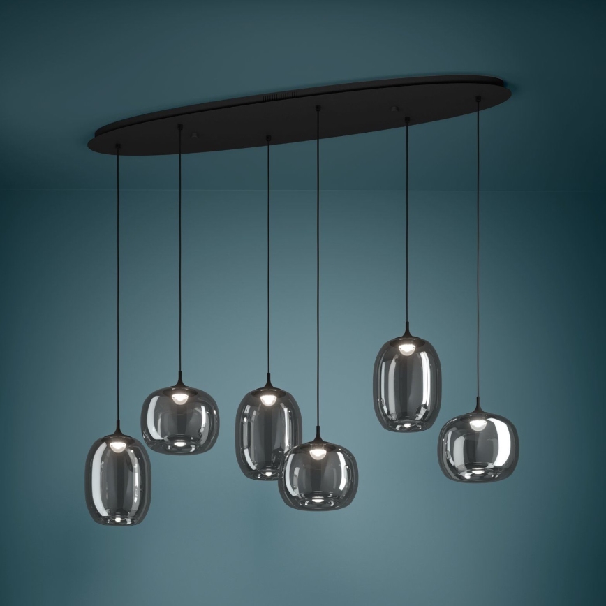 Eglo - Dimmbare LED-Hängeleuchte 6xLED/3,7W/230V 2700-6500K rauchig + Fernbedienung