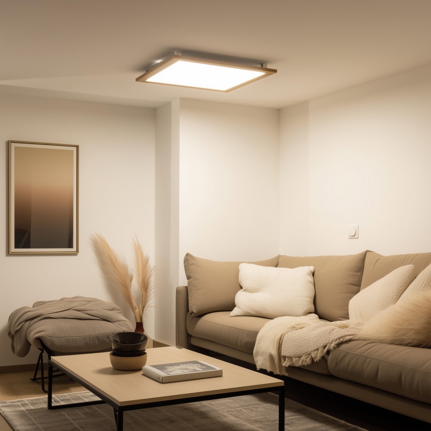 Eglo - Dimmbares LED-Anbaupanel SALOBRENA-CL WOOD LED/31W/230V 2700-6500K 64x64 cm braun
