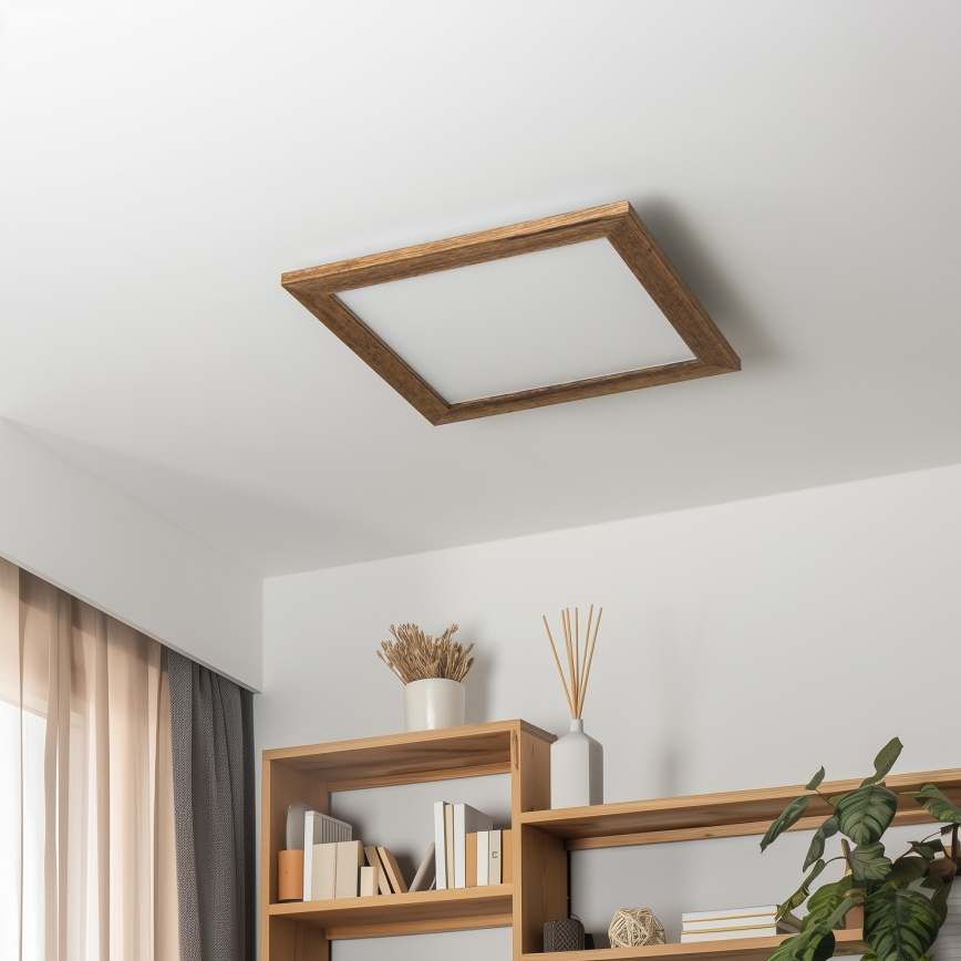 Eglo - Dimmbares LED-RGB-Anbaupanel SALOBRENA-C WOOD LED/24W/230V 2700-6500K 49,5x49,5 cm braun + Fernbedienung