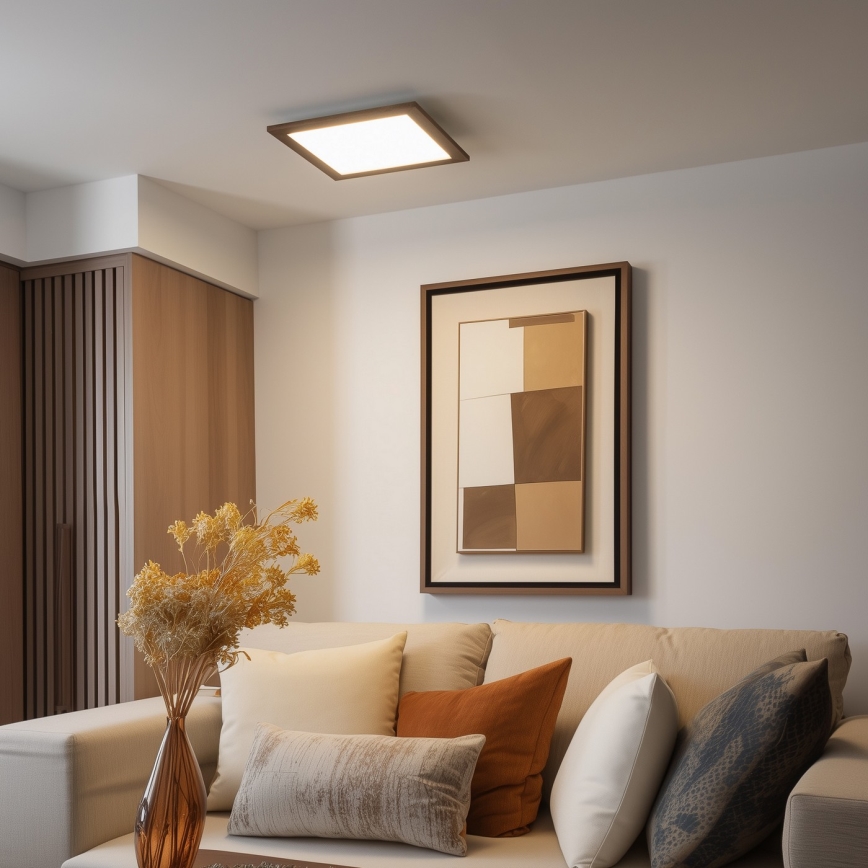 Eglo - Dimmbares LED-RGB-Anbaupanel SALOBRENA-C WOOD LED/24W/230V 2700-6500K 49,5x49,5 cm braun + Fernbedienung