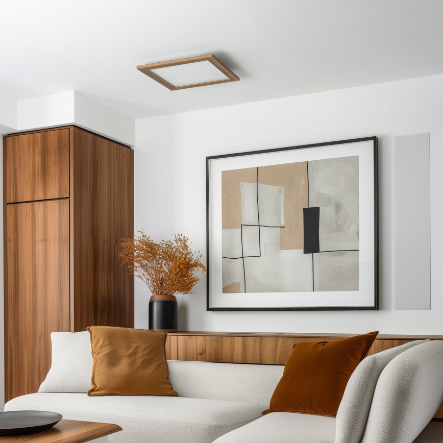 Eglo - Dimmbares LED-RGB-Anbaupanel SALOBRENA-C WOOD LED/24W/230V 2700-6500K 49,5x49,5 cm braun + Fernbedienung