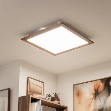 Eglo - Dimmbares LED-RGB-Anbaupanel SALOBRENA-C WOOD LED/30,5W/230V 2700-6500K 64x64 cm braun + Fernbedienung