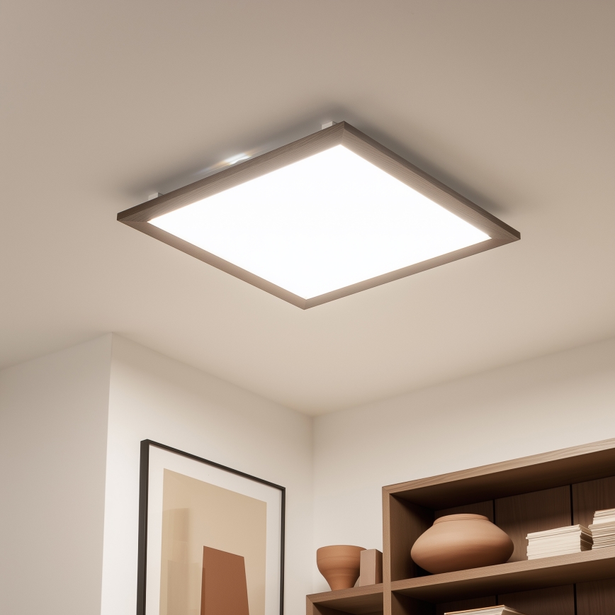 Eglo - Dimmbares LED-RGB-Anbaupanel SALOBRENA-C WOOD LED/30,5W/230V 2700-6500K 64x64 cm dunkelbraun + Fernbedienung