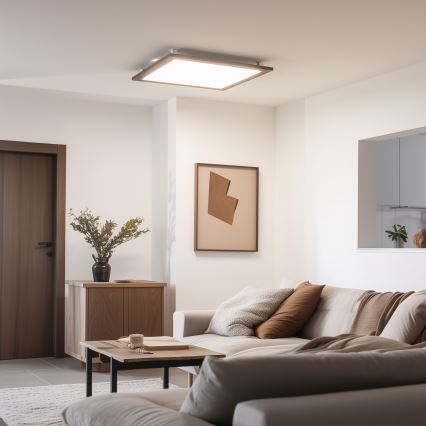 Eglo - Dimmbares LED-RGB-Anbaupanel SALOBRENA-C WOOD LED/30,5W/230V 2700-6500K 64x64 cm dunkelbraun + Fernbedienung