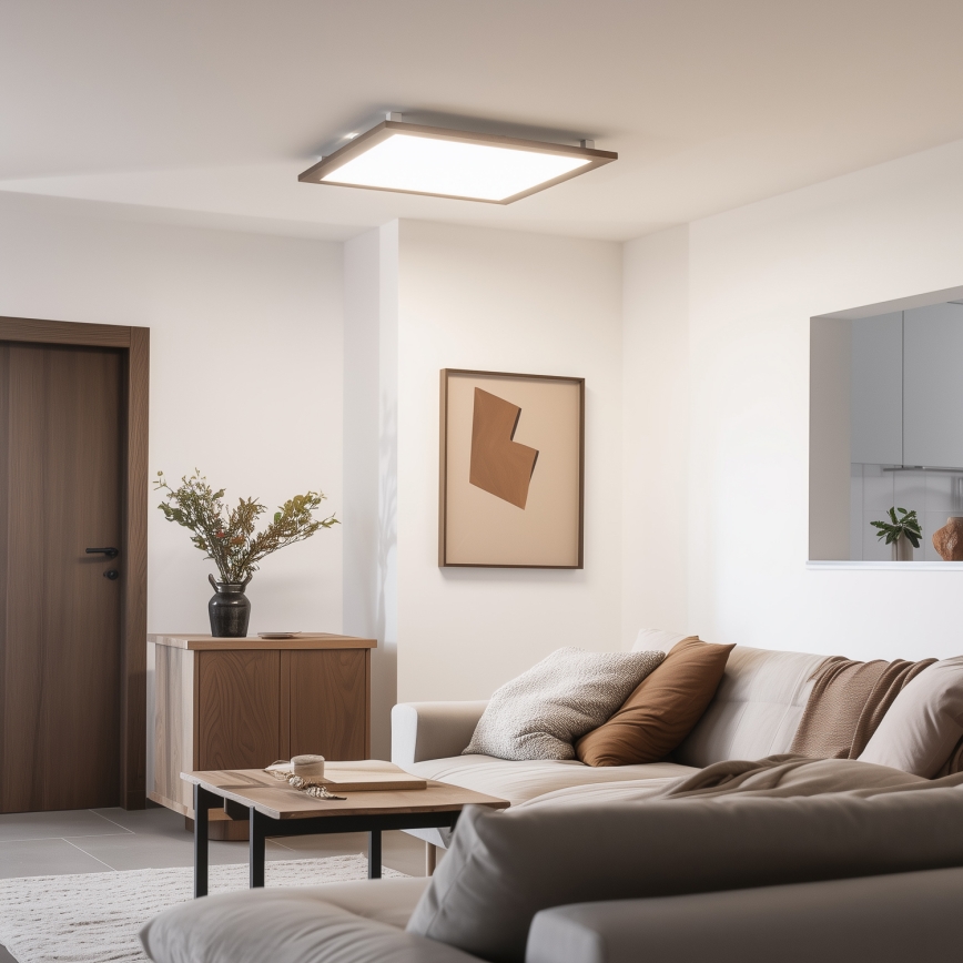 Eglo - Dimmbares LED-RGB-Anbaupanel SALOBRENA-C WOOD LED/30,5W/230V 2700-6500K 64x64 cm dunkelbraun + Fernbedienung