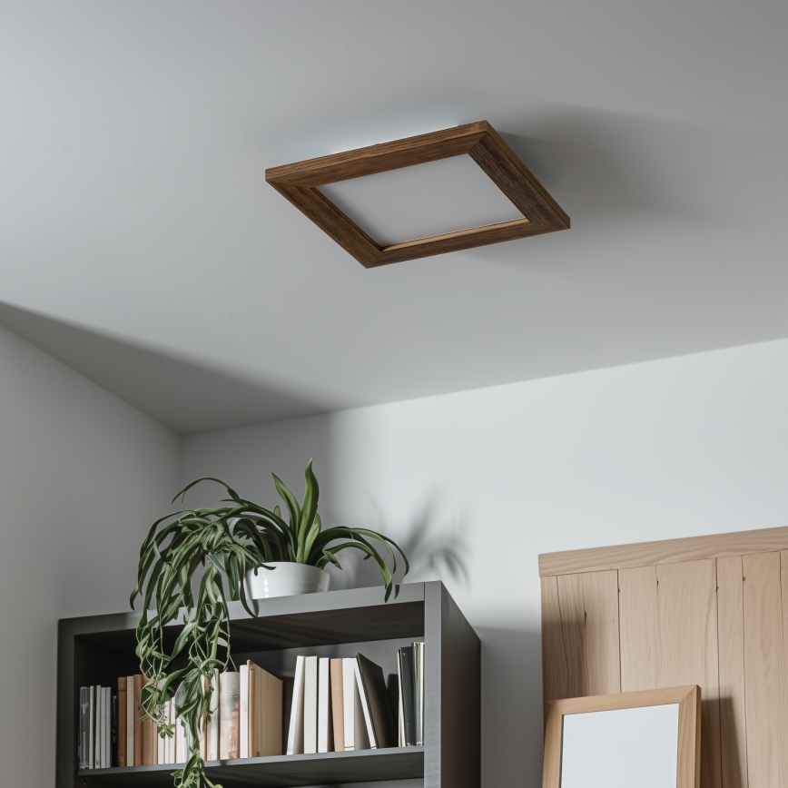 Eglo - Dimmbares LED-RGBW-Anbaupanel SALOBRENA-C WOOD LED/16W/230V 2700-6500K 34x34 cm braun + Fernbedienung