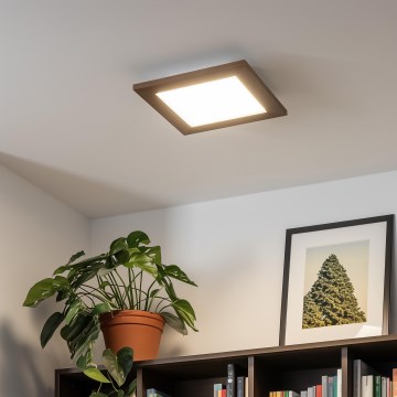 Eglo - Dimmbares LED-RGBW-Anbaupanel SALOBRENA-C WOOD LED/16W/230V 2700-6500K 34x34 cm dunkelbraun + Fernbedienung