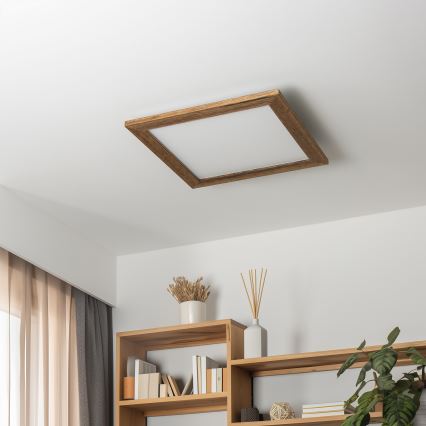 Eglo - Dimmbares LED-RGBW-Anbaupanel SALOBRENA-C WOOD LED/21W/230V 2700-6500K 49,5x49,5 cm braun + Fernbedienung