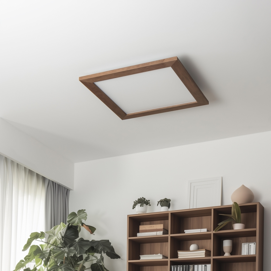 Eglo - Dimmbares LED-RGBW-Anbaupanel SALOBRENA-C WOOD LED/21W/230V 2700-6500K 49,5x49,5 cm dunkelbraun + Fernbedienung