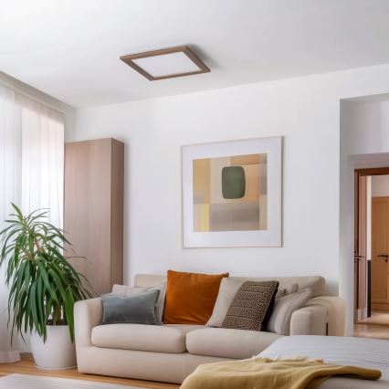 Eglo - Dimmbares LED-RGBW-Anbaupanel SALOBRENA-C WOOD LED/21W/230V 2700-6500K 49,5x49,5 cm dunkelbraun + Fernbedienung