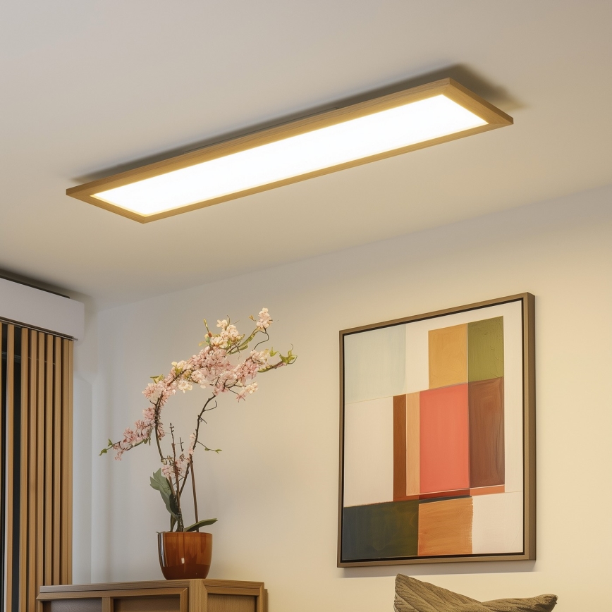 Eglo - Dimmbares LED-RGBW-Panel SALOBRENA-C WOOD LED/31W/230V 2700-6500K 34x124 cm braun + Fernbedienung