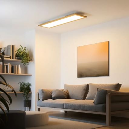 Eglo - Dimmbares LED-RGBW-Panel SALOBRENA-C WOOD LED/31W/230V 2700-6500K 34x124 cm braun + Fernbedienung