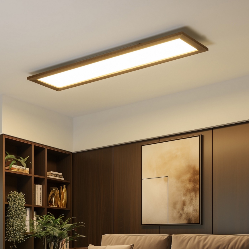 Eglo - Dimmbares LED-RGBW-Panel SALOBRENA-C WOOD LED/31W/230V 2700-6500K 34x124 cm dunkelbraun + Fernbedienung