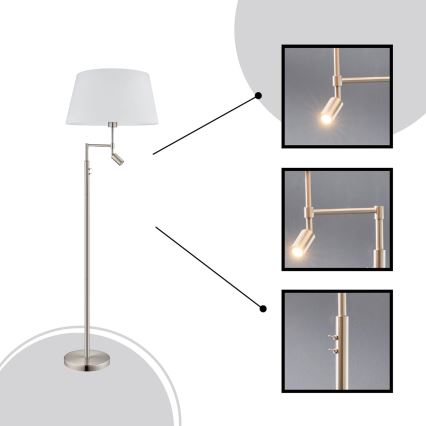 Eglo/Edi Light - LED Stehleuchte SANTANDER 1xE27/11W/230V + LED/2,3W mattchrom