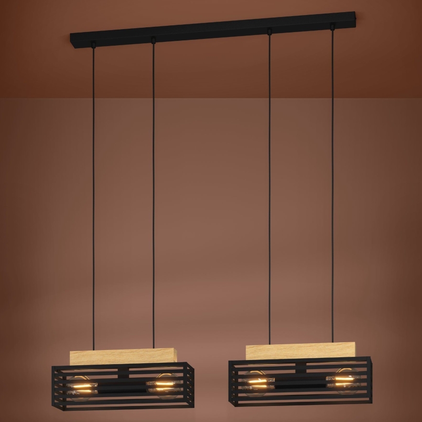 Eglo - Hängeleuchte 4xE27/40W/230V schwarz/braun