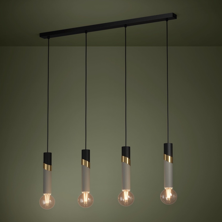 Eglo - Hängeleuchte 4xE27/40W/230V schwarz/golden