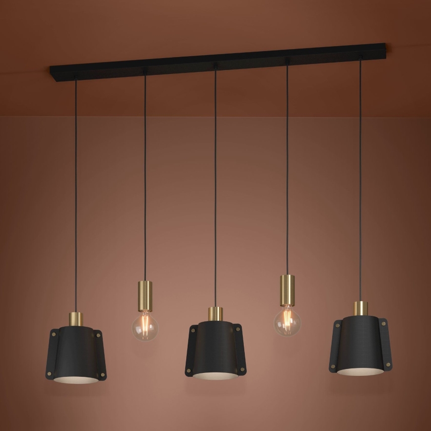 Eglo - Hängeleuchte 5xE27/40W/230V schwarz/golden