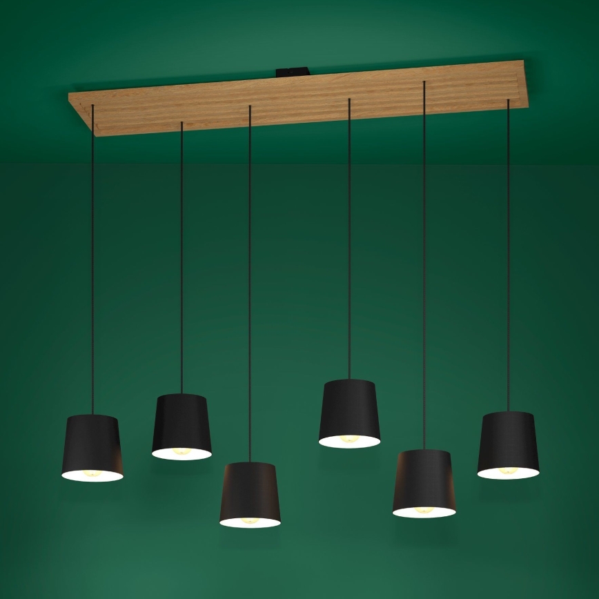 Eglo - Hängeleuchte 6xE27/40W/230V schwarz/braun